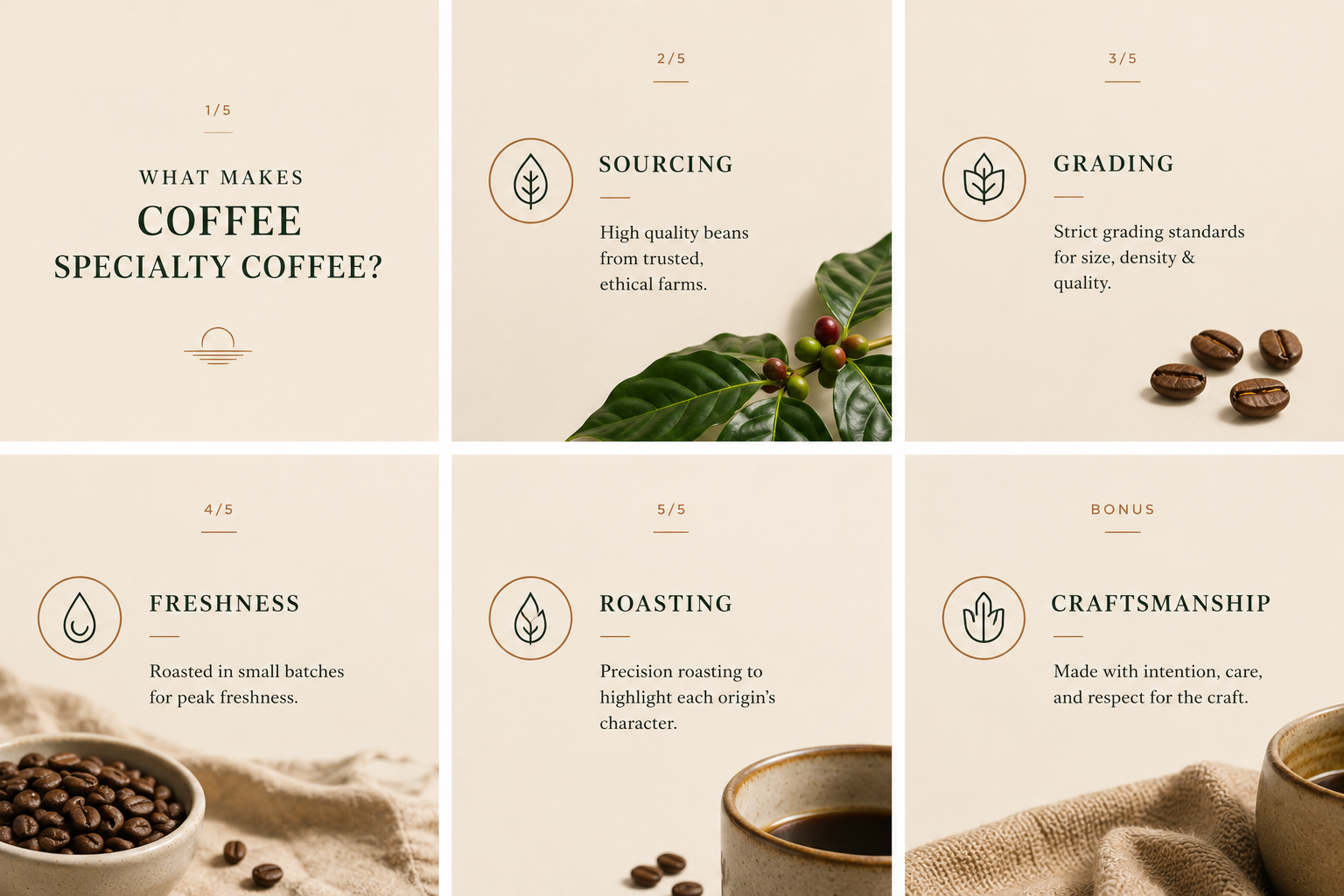 Specialty coffee education carousel